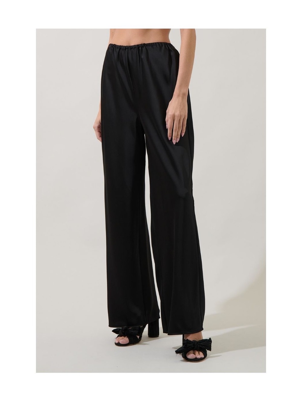 Black -Emma Wide Leg Pants Satin